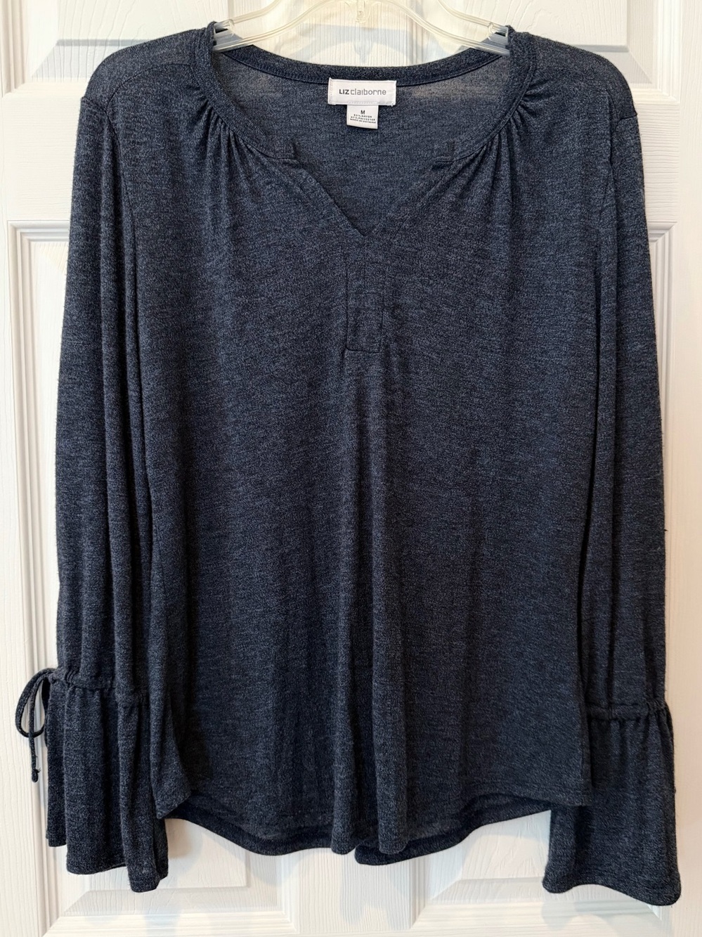 Liz Dark Grey Extra Long Sleeve w Tie Cuffs